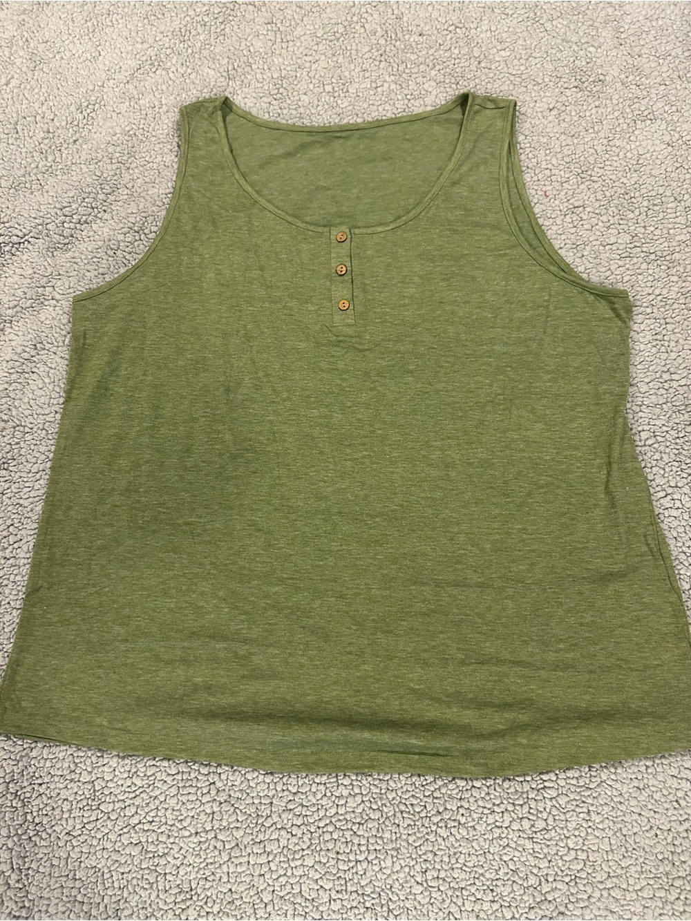 Women's Olive Green Sleeveless Henley Tank Top
